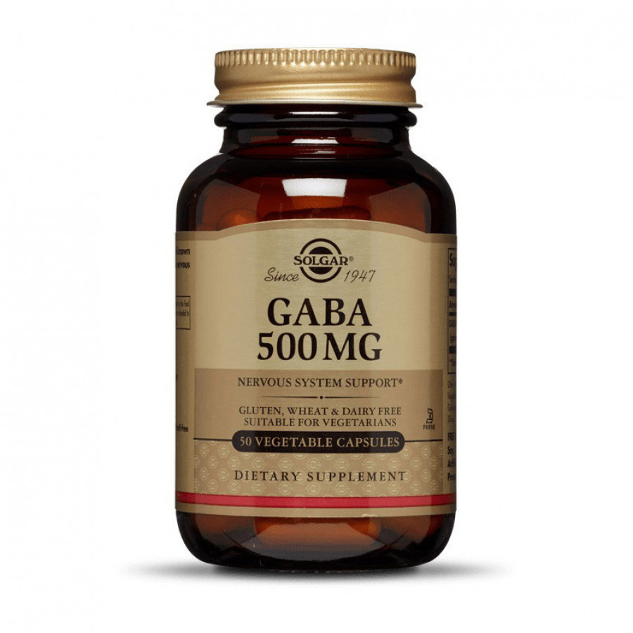Гамма-аминомасляная кислота, GABA, 500 мг, Solgar, 50 капсул
