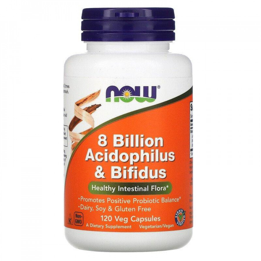 Пробиотики, 8 млрд ацидо- и бифидобактерий "8 Billion Acidophilus & Bifidus" Now Foods, 120 капсул