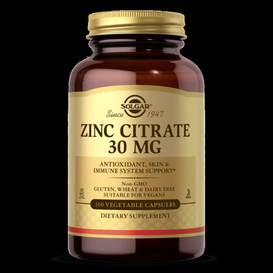 Цинк цитрат "Zinc Citrate" Solgar, 30 мг, 100 капсул