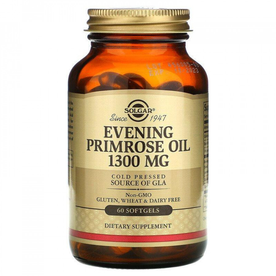 Масло вечерней примулы (Evening Primrose Oil), 1300 мг, Solgar, 60 капсул