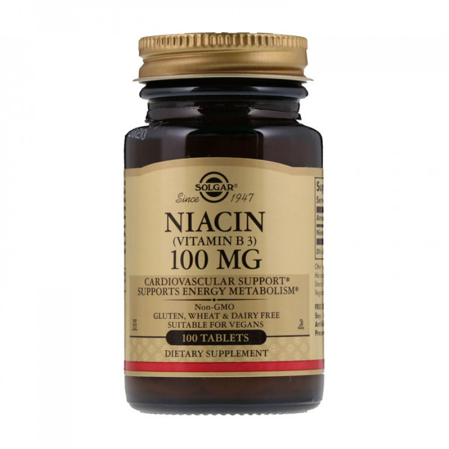 Ниацин Витамин В3 "Niacin/Vitamin B3" Solgar, 100 мг, 100 таблеток