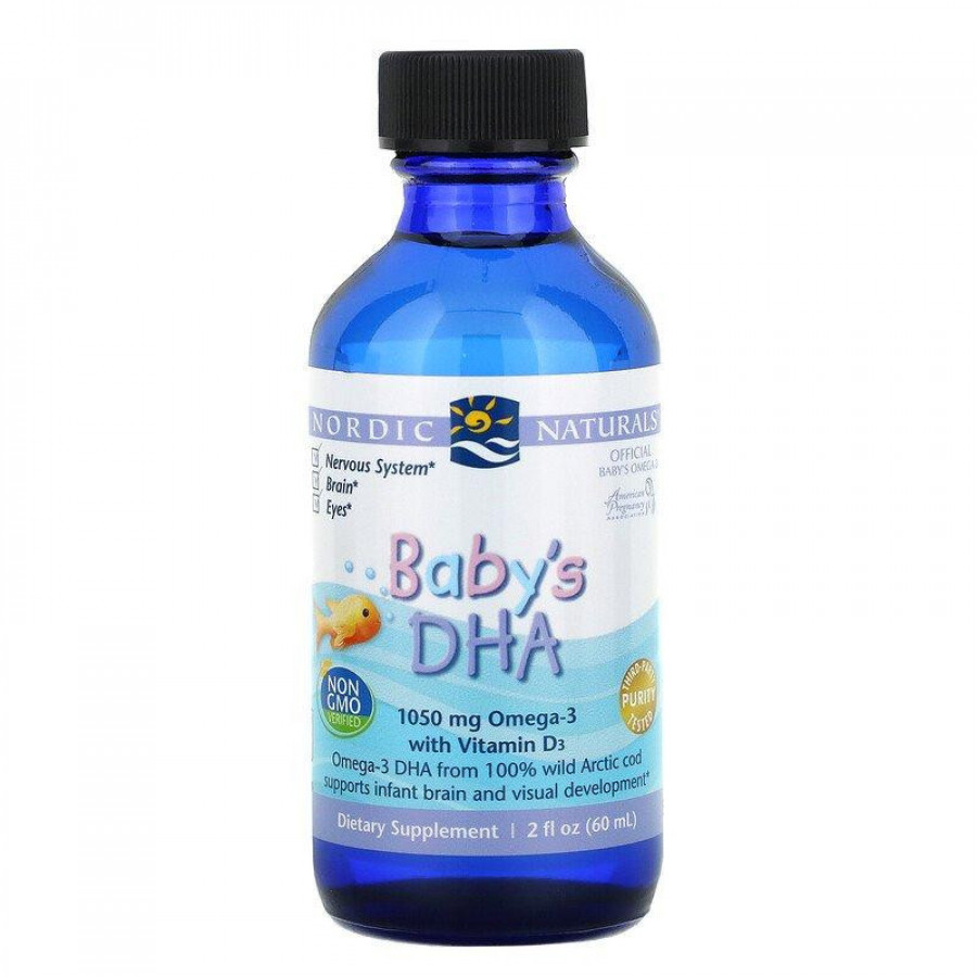 ДГК с витамином D3 для детей "Baby's DHA with Vitamin D3" Nordic Naturals, 1050 мг, 60 мл