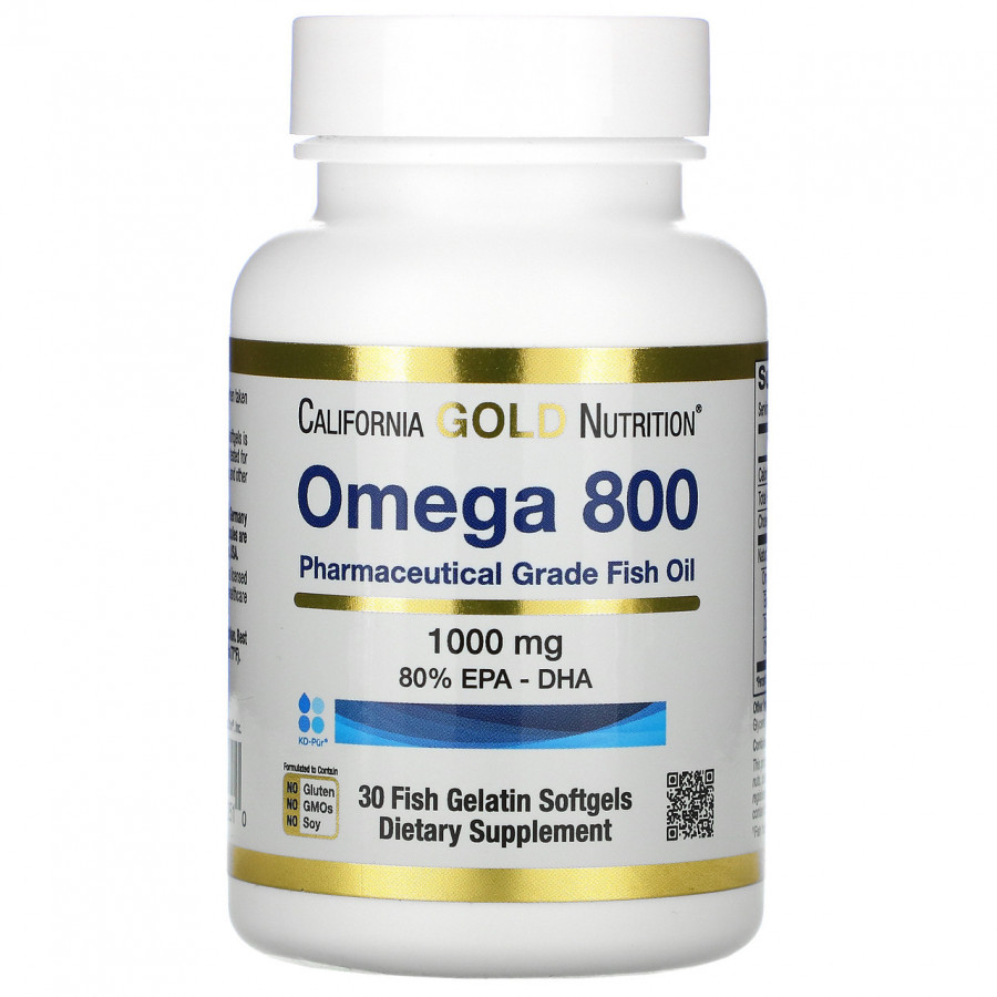 Omega 800, California Gold Nutrition, рыбий жир 80% EPA/DHA, 1000 мг, 30 капсул