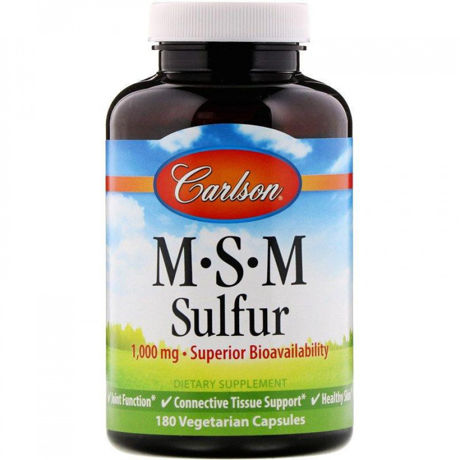 МСМ/Метилсульфонилметан "MSM Sulfur" 1000 мг, Carlson Labs, 180 капсул
