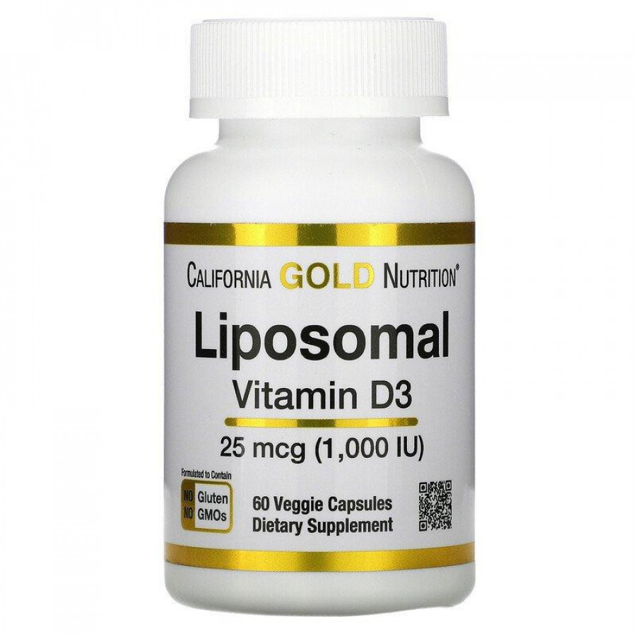Липосомальный витамин D3 "Liposomal Vitamin D3" California Gold Nutrition, 25 мкг/1000 МЕ, 60 капсул