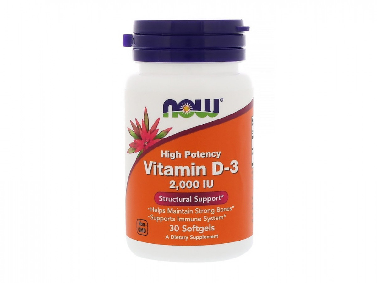 Витамин Д3 Vitamin D-3, Now Foods, 2000 МЕ, 30 капсул