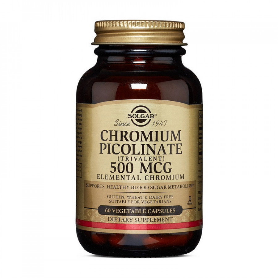 Хром пиколинат "Chromium Picolinate" 500 мкг, Solgar, 60 капсул