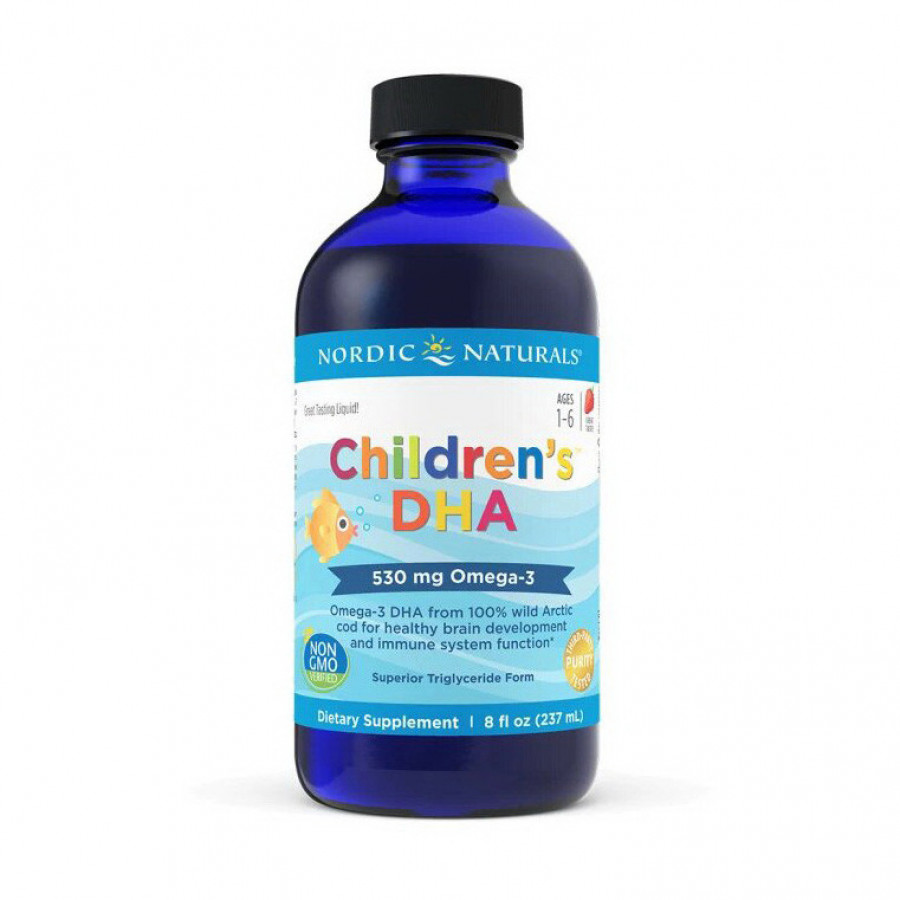 ДГК для детей от 1 до 6 лет "Children's DHA Omega-3" со вкусом клубники, 530 мг, Nordic Naturals, 237 мл