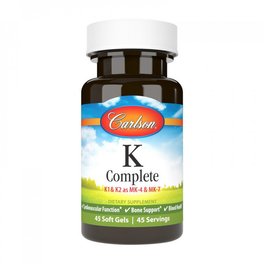 Комплекс витаминов К1 и К2 "K-Complete" Carlson Labs, 45 желатиновых капсул