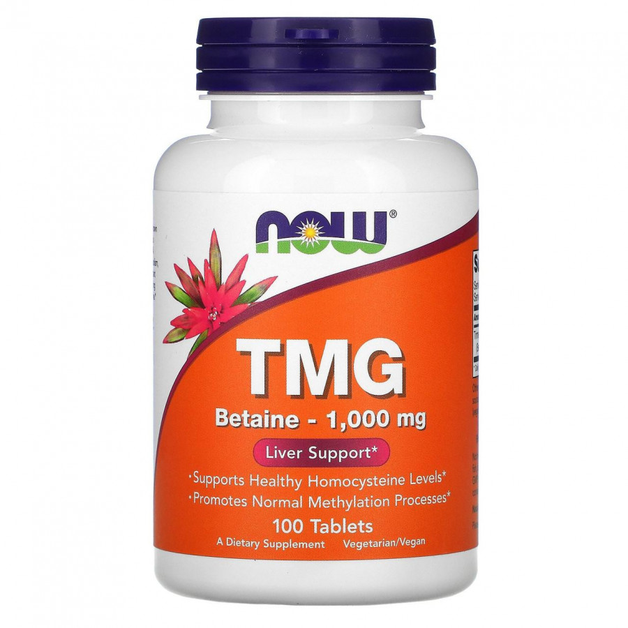 Триметилглицин "TMG Betaine", Now Foods, 1000 мг, 100 таблеток
