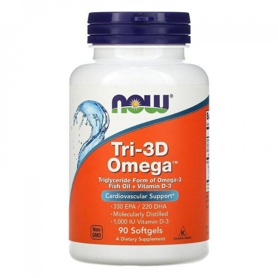Омега "Tri-3D Omega-3" Now Foods, 330 мг/220 мг, 90 желатиновых таблеток