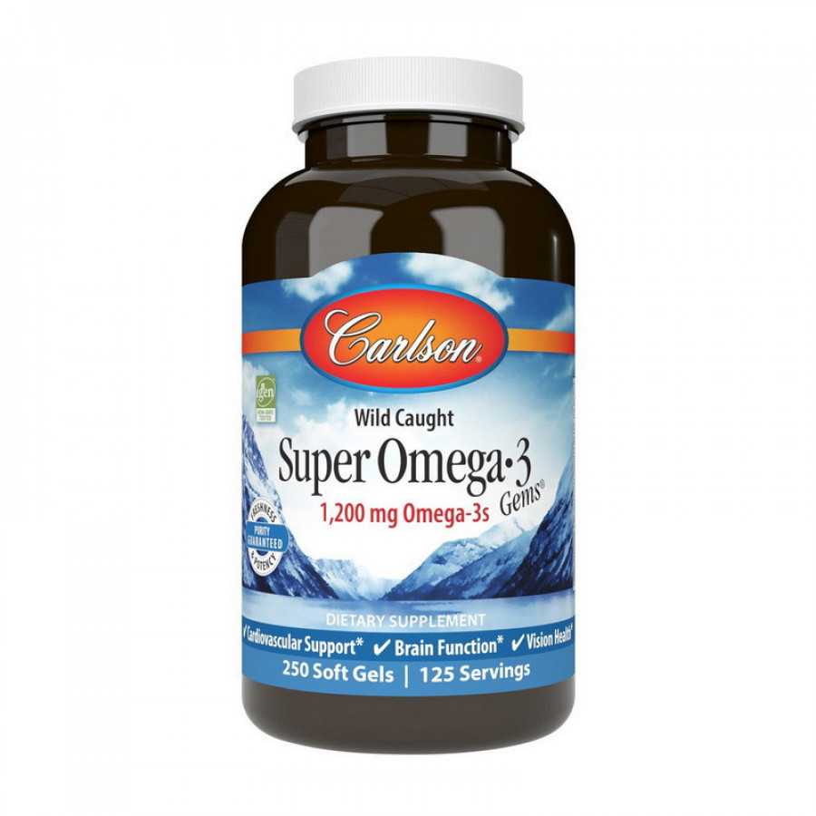 Супер-омега-3 "Super Omega-3s" Carlson Labs, 1200 мг, 250 желатиновых капсул