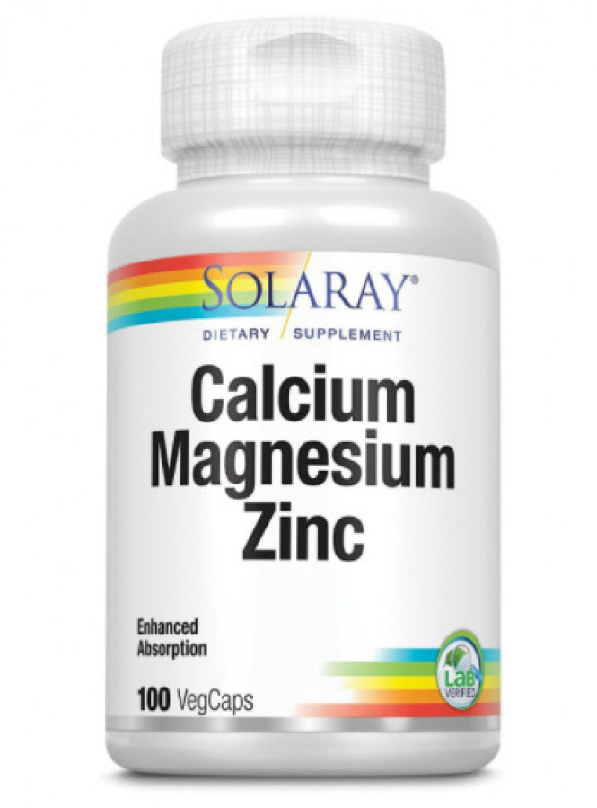 Кальций, магний, цинк "Calcium Magnesium Zinc" Solaray, 100 капсул