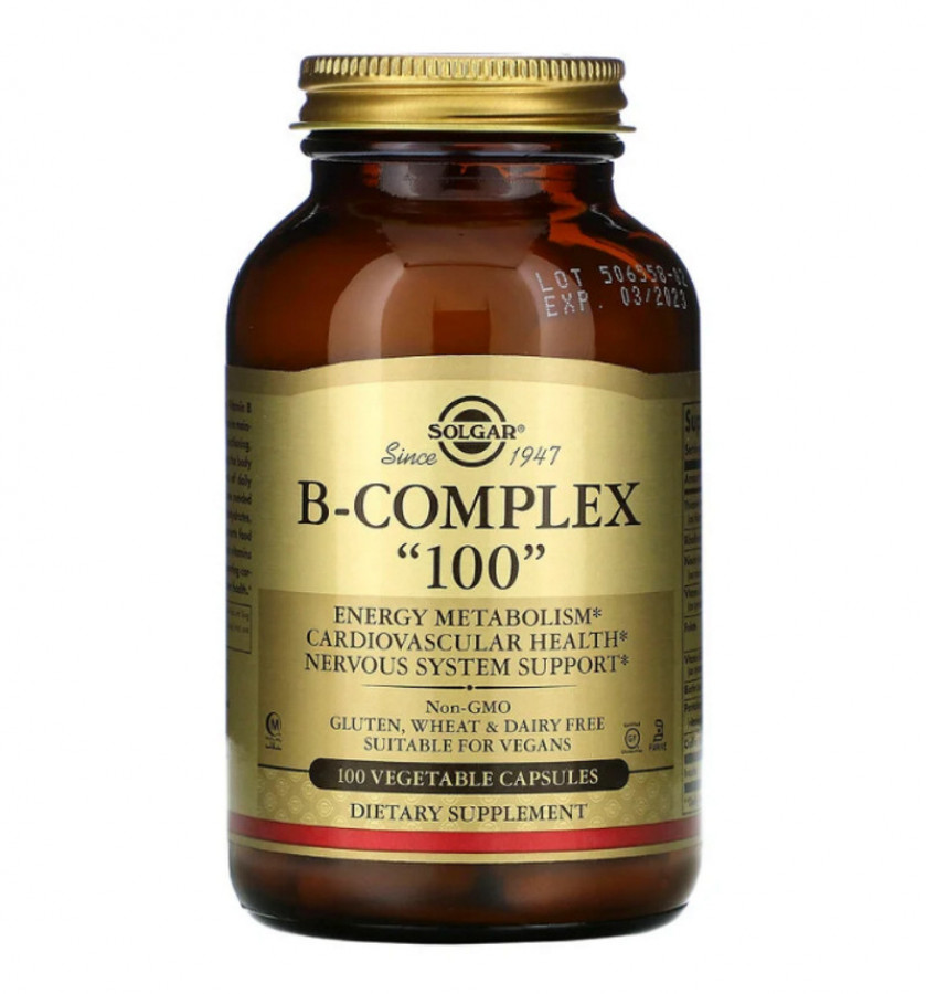 Комплекс витаминов группы B "B-Complex 100" Solgar, 100 капсул