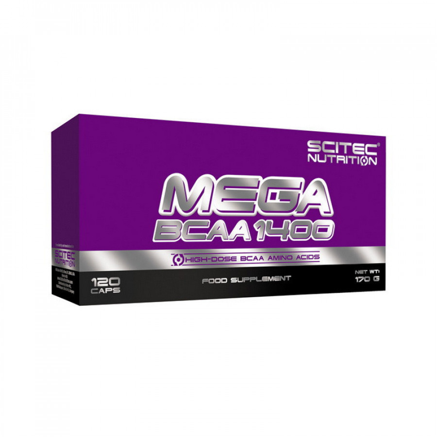 Аминокислоты ВСАА с витаминами группы В "Mega BCAA 1400" Scitec Nutrition, 120 капсул