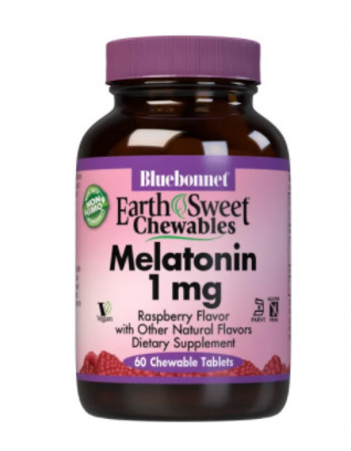Мелатонин "Melatonin" Bluebonnet Nutrition, 1 мг, малина, 60 жевательных таблеток
