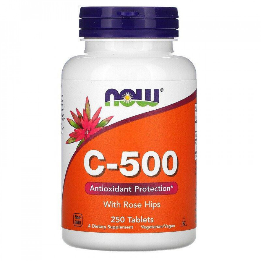 Витамин С с шиповником "C-500 with rose hips" Now Foods, 500 мг, 250 таблеток