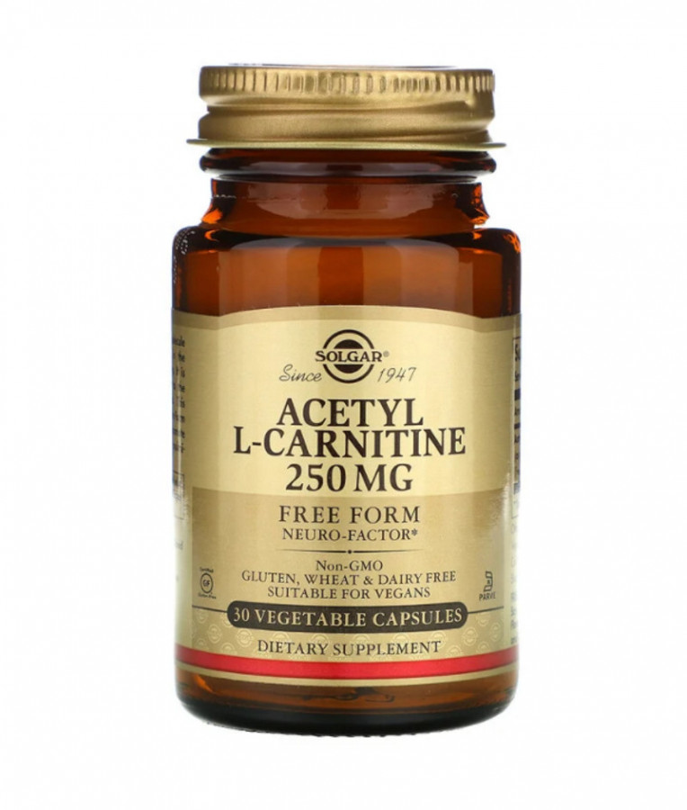 Ацетил-L-карнитин "Acetyl L-Carnitine" 250 мг, Solgar, 30 капсул