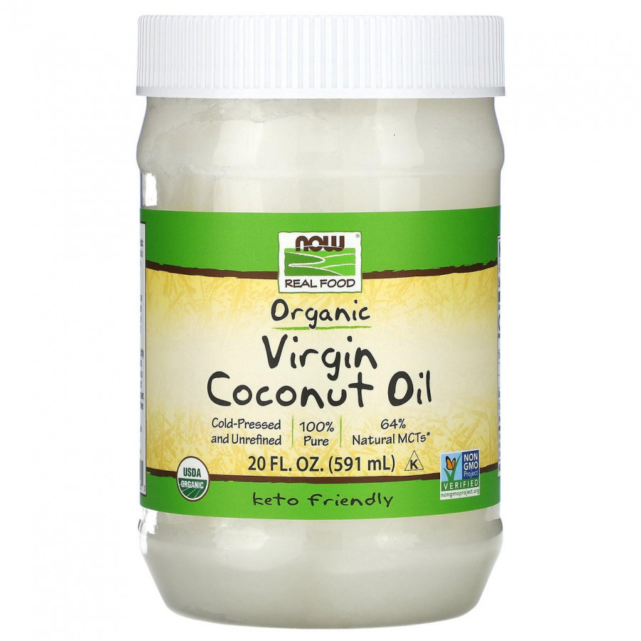 Органическое кокосовое масло первого отжима "Coconut Oil Virgin organic", Now Foods, Real Food, 591 мл