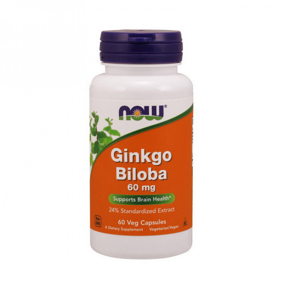 Гинкго Билоба "Ginkgo Biloba" 60 мг, Now Foods, 60 капсул