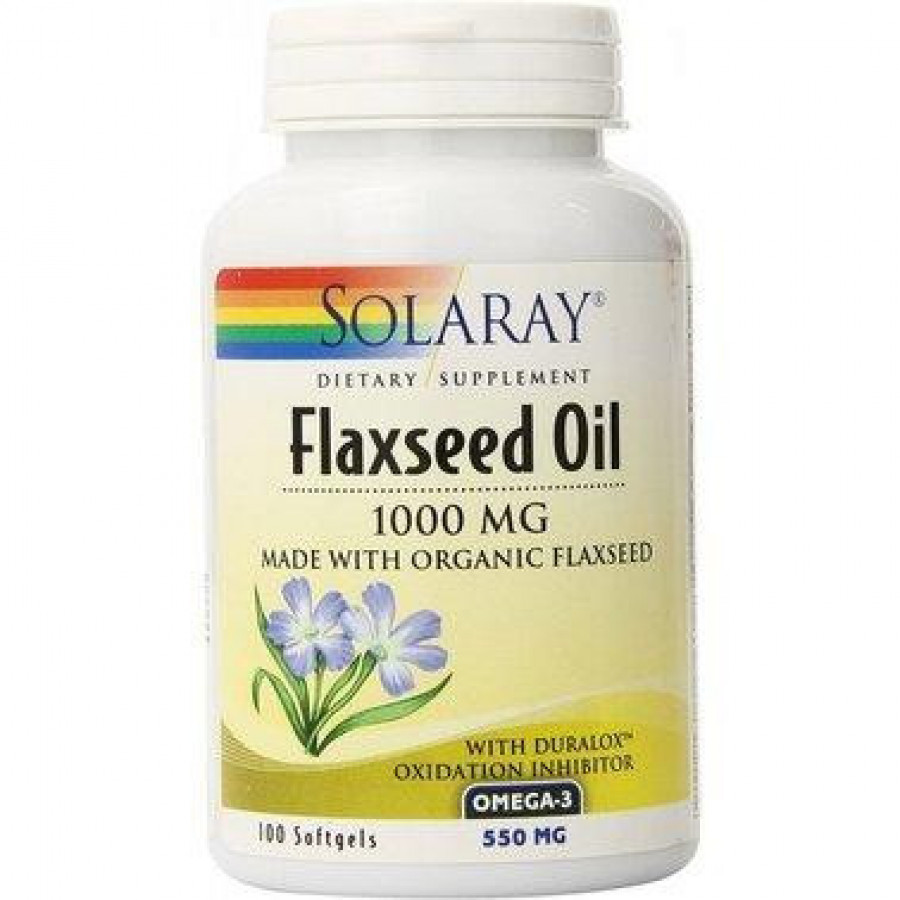 Масло льна "Flaxseed Oil" 1000 мг, Solaray, 100 капсул