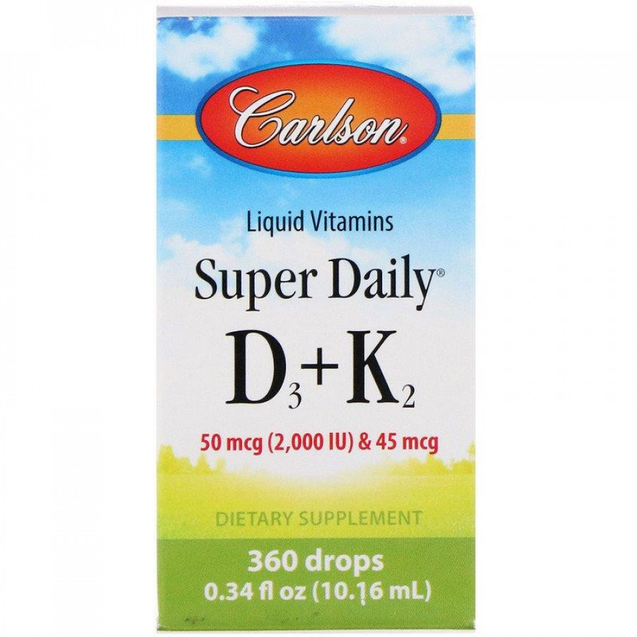 Витамины D3+K2 "Super Daily D3 + K2" Carlson Labs, 10,16 мл