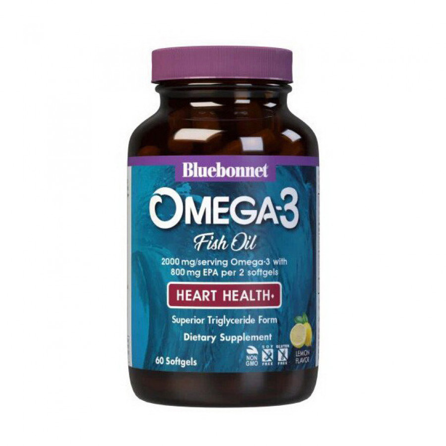 Рыбий жир для здоровья сердца "Omega-3 Fish Oil Heart Health" Bluebonnet Nutrition, 60 желатиновых капсул