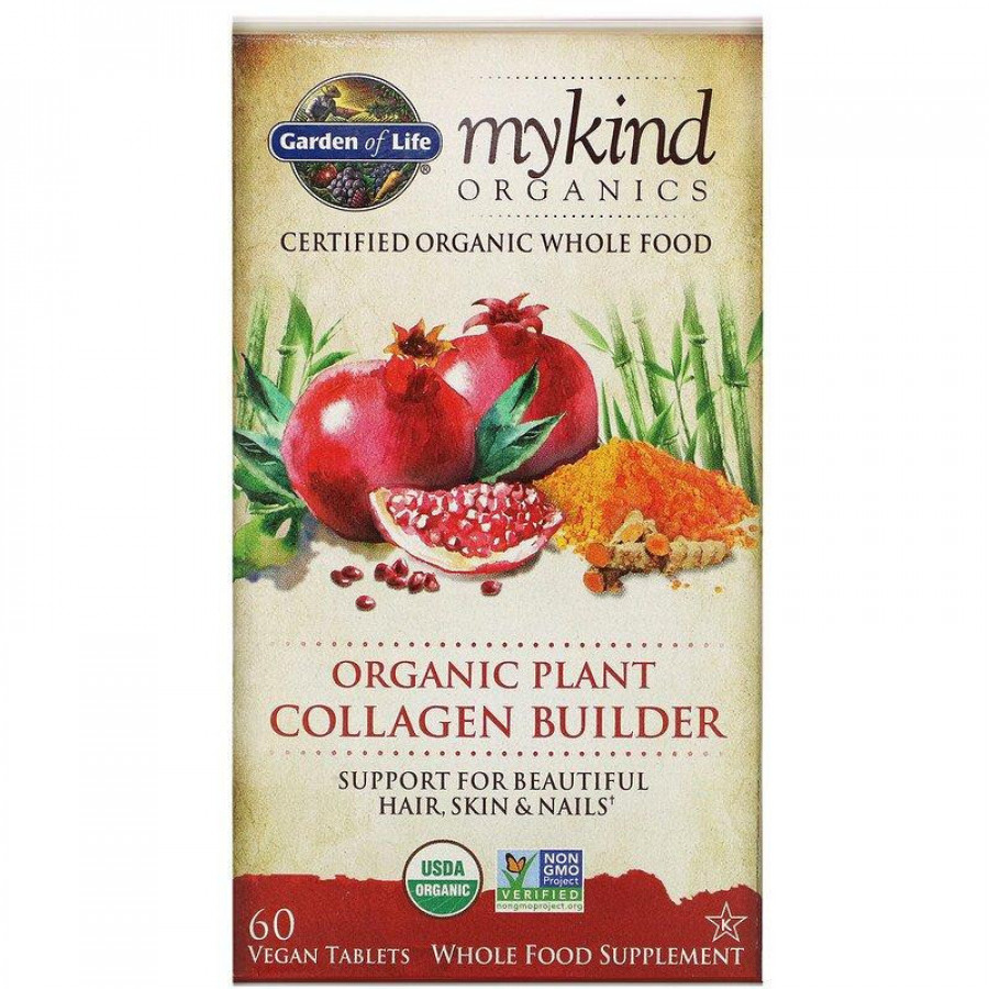 Органическая добавка для поддержки коллагена "Organic Plant Collagen Builder" Garden Of Life, 60 таблеток