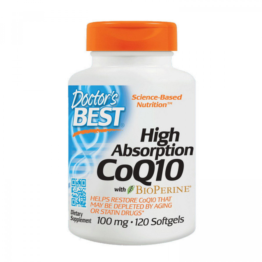 Коэнзим Q10 CoQ10, 100 мг, Doctor's Best, с биоперином, 120 капсул