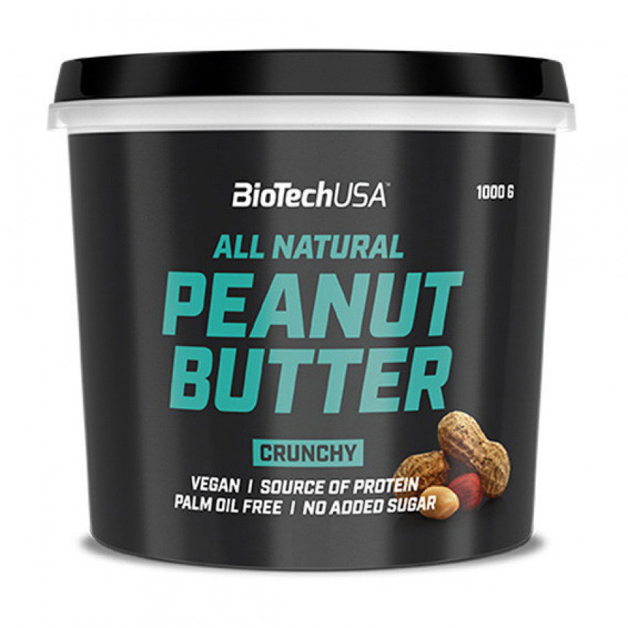 Арахисовая паста All Natural Peanut Butter BioTech кранчи 1000 г