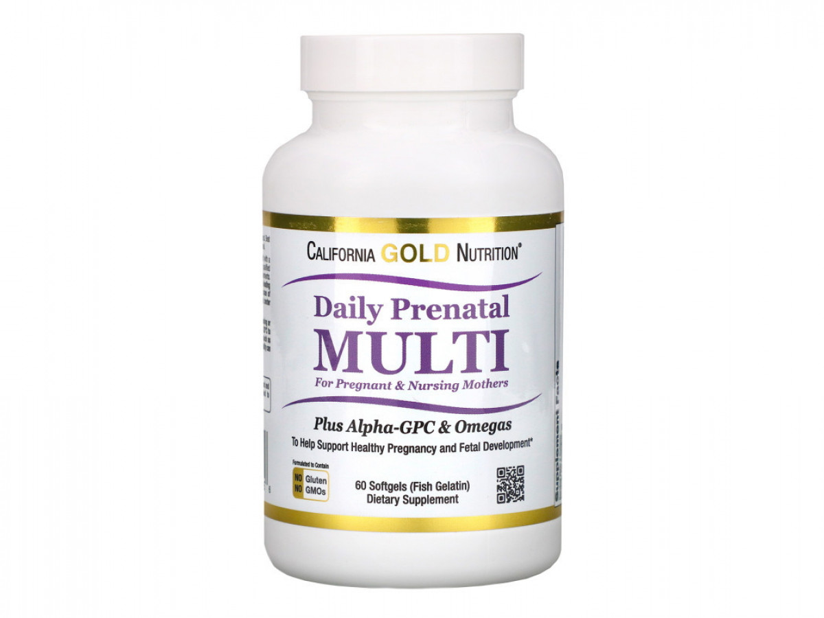 Мультивитамины Daily Prenatal Multi, California Gold Nutrition, для беременных и кормящих матерей, 60 капсул