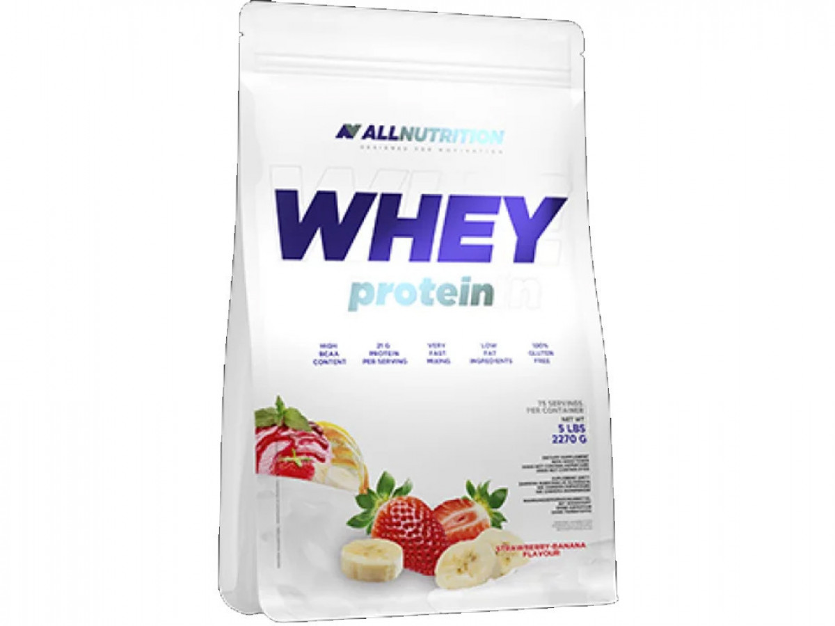Протеин Whey Protein, All Nutrition, клубника-банан, 2200 г