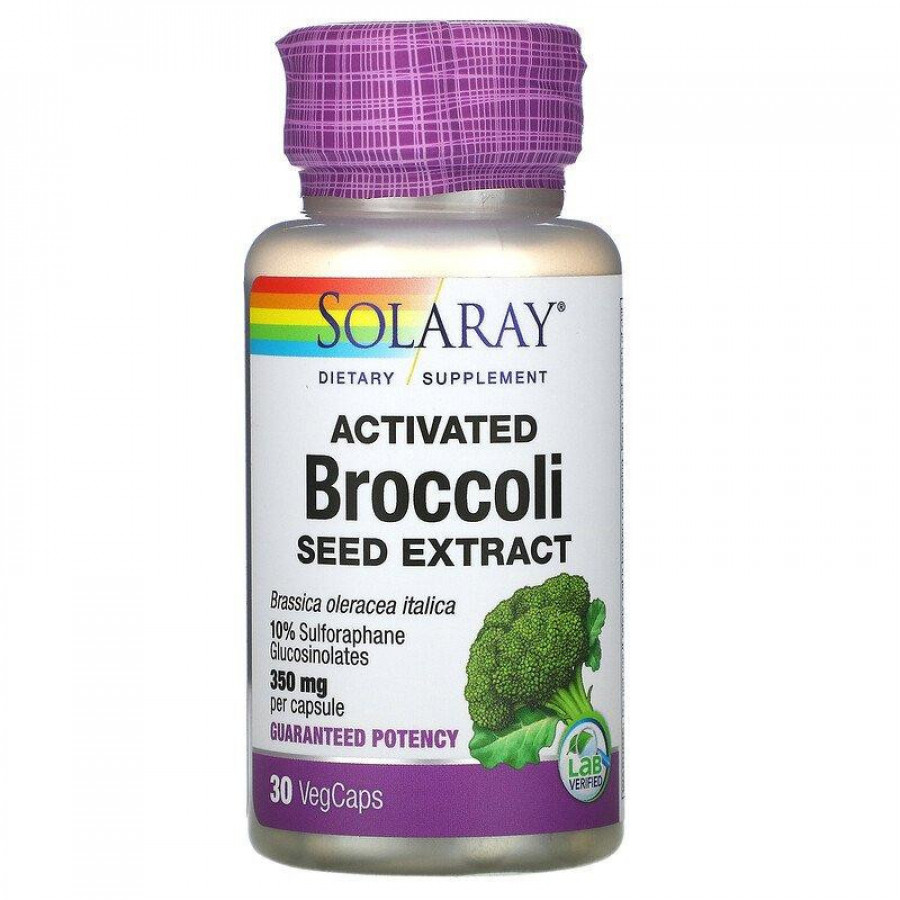 Экстракт семян брокколи "Activated Broccoli Seed Extract" 350 мг, Solaray, 30 капсул