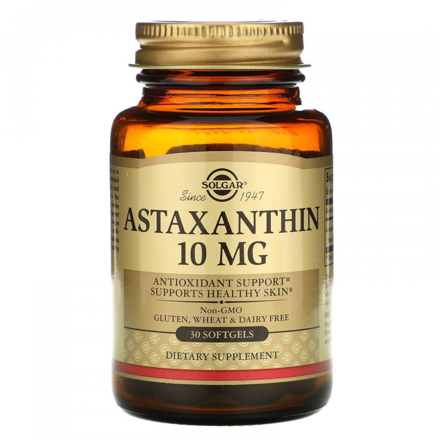 Астаксантин Solgar (Astaxanthin) 10 мг 30 мягких гелевых капсул