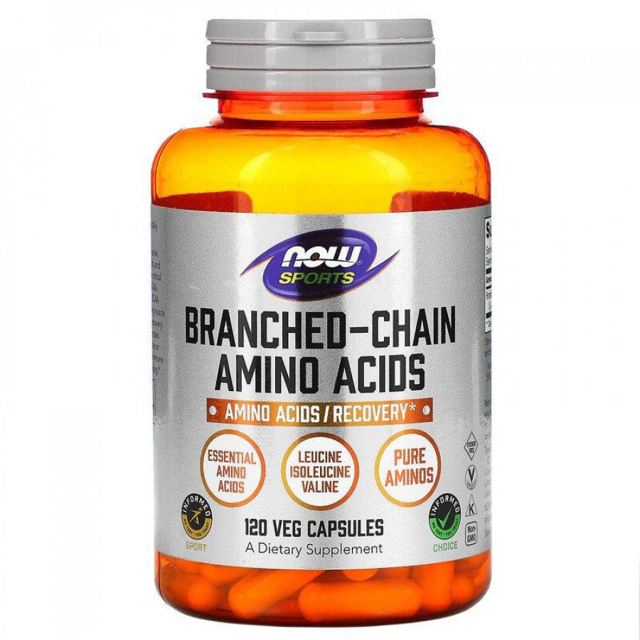 Аминокислоты с разветвленной цепью "Branched Chain Amino Acids" Now Foods, Sports, 120 капсул