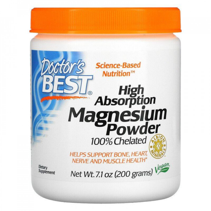 Хелатированный магний в порошке "Magnesium Powder" 200 мг, Doctor's Best, 200 г