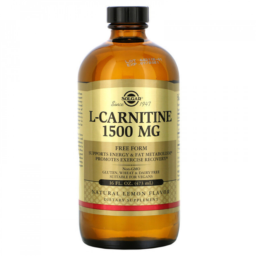 L-карнитин "L-Carnitine" 1500 мг, со вкусом лимона, Solgar, 473 мл