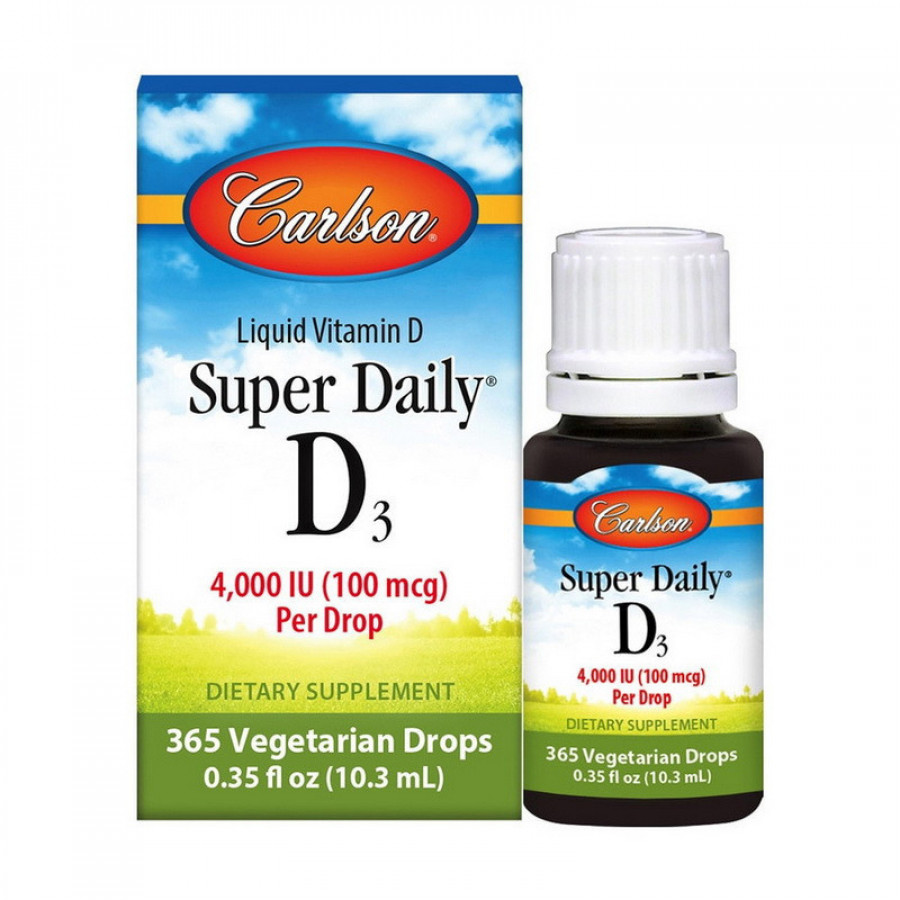 Жидкий витамин D3 "Super Daily D3" 4000 МЕ/100 мкг, Carlson Labs, 10,3 мл