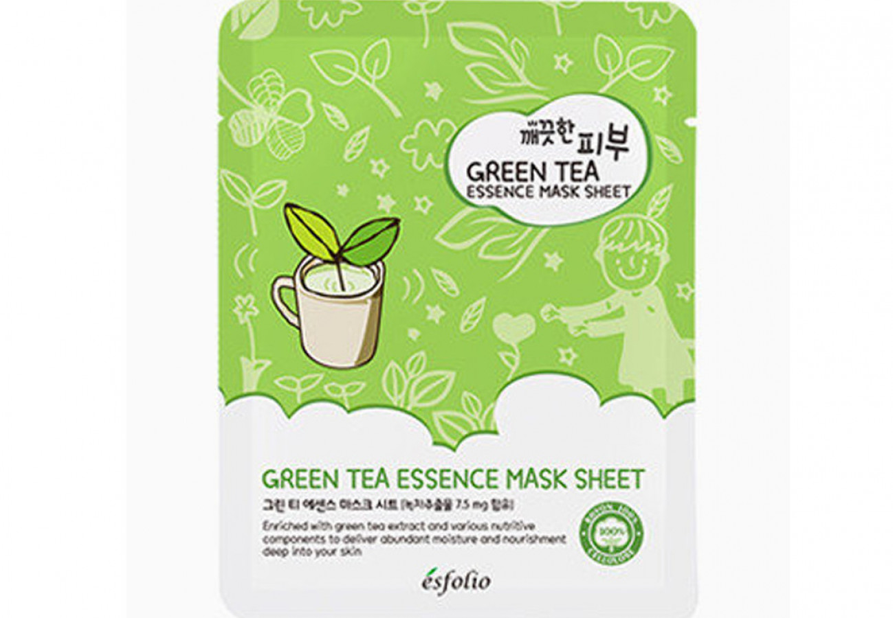 Маска для лица Pure Skin Green Tea Essence Mask Sheet, Esfolio, тканевая c зеленым чаем, 25 г