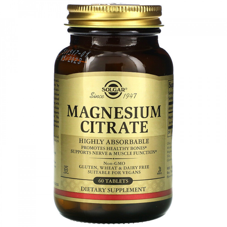 Цитрат магния, Magnesium Citrate, Solgar, 400 мг, 60 таблеток