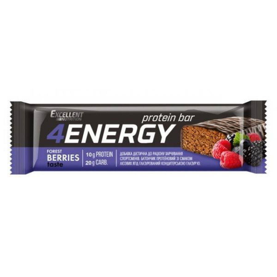 Протеиновый батончик 4 ENERGY, Excellent Nutrition, вкус лесных ягод, 40 г