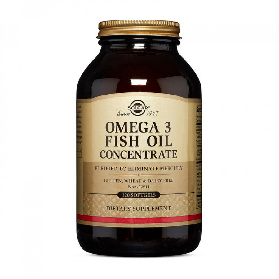 Рыбий жир, Omega-3 Fish Oil, Solgar, 2000 мг, концентрат, 120 капсул