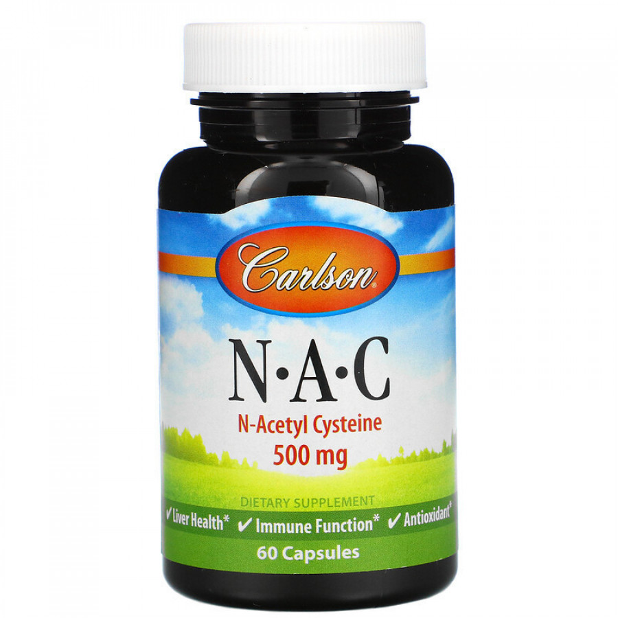 N-ацетилцистеин "N-A-C", 500 мг, Carlson Labs, 60 капсул