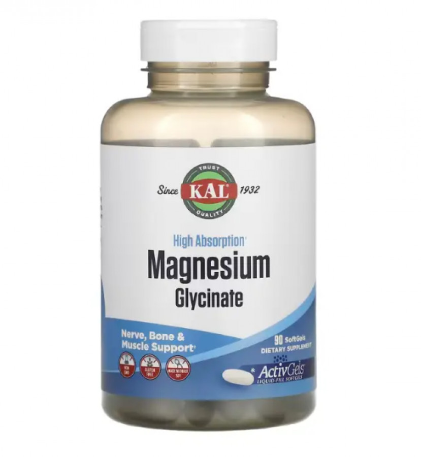 Магний глицинат Magnesium Glycinate Kal высокая усвояемость 315 мг 90 капсул