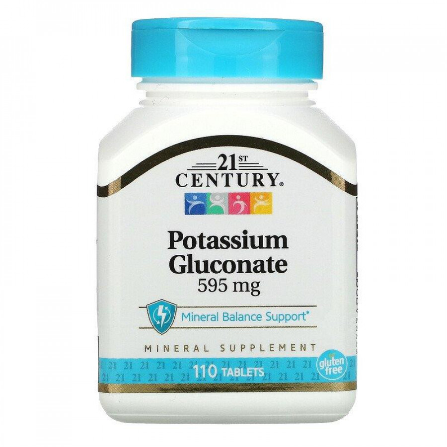 Глюконат калия "Potassium Gluconate" 21st Century, 595 мг, 110 таблеток