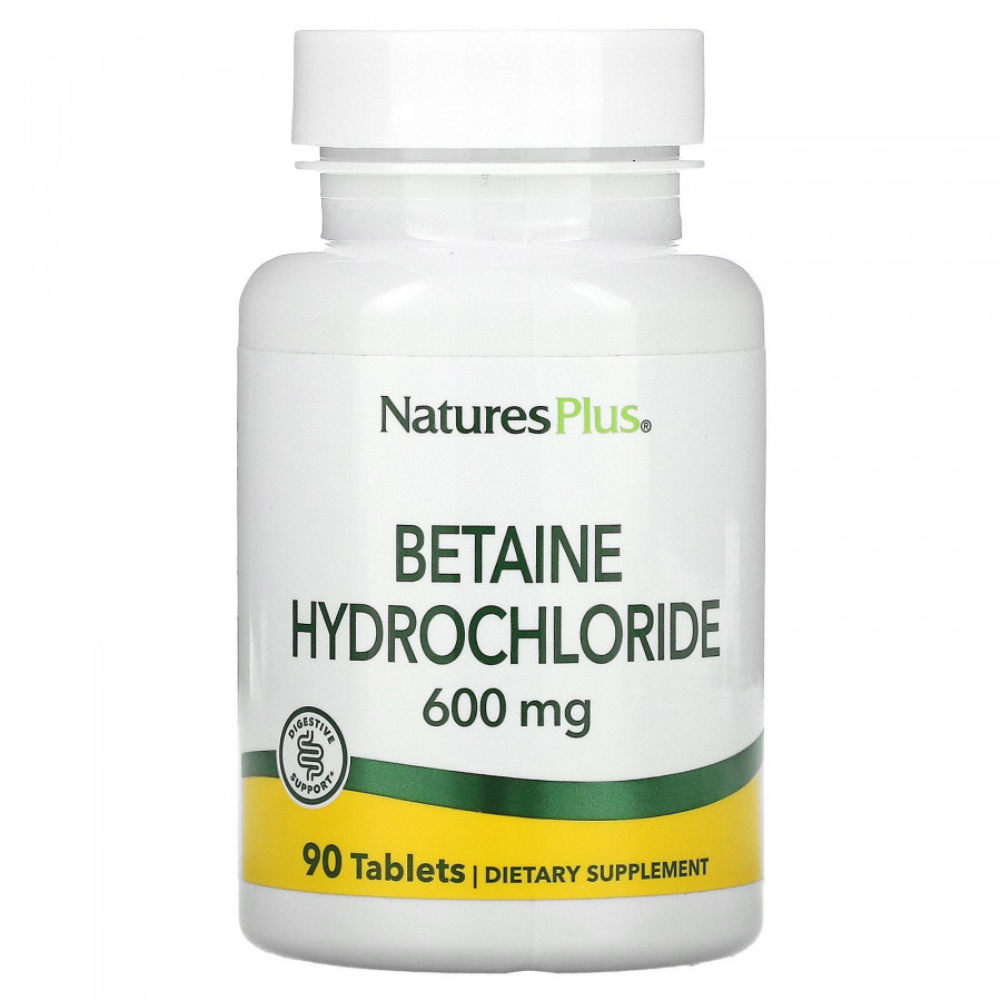 Бетаин гидрохлорид (Betaine Hydrochloride), Nature's Plus, 600 мг, 90 таблеток