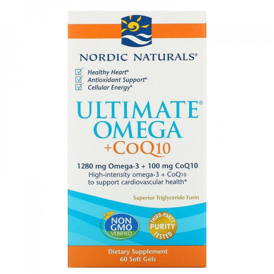 Омега-3 с Q10 "Ultimate Omega + CoQ10" Nordic Naturals, 1280 мг, 60 желатиновых капсул