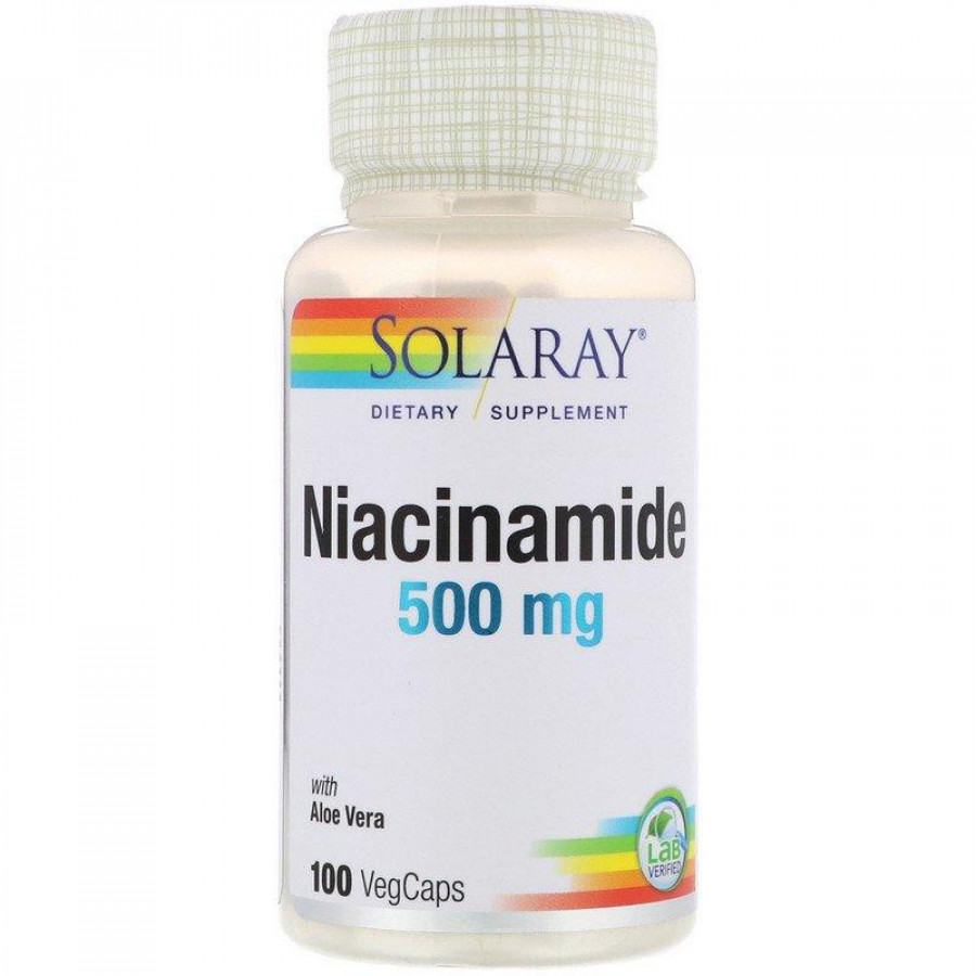 Ниацинамид, витамин В3 "Niacinamide" 500 мг, Solaray, 100 капсул