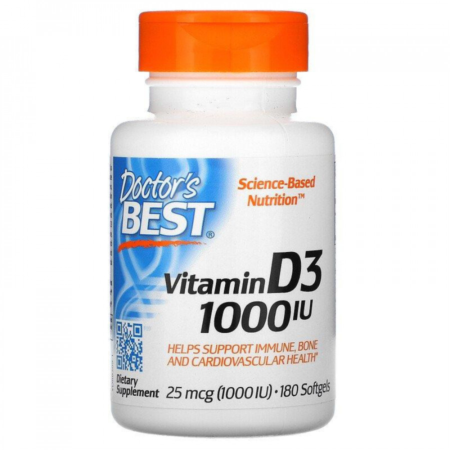 Витамин Д3, Vitamin D3, Doctor's Best, 1000 МЕ, 180 капсул