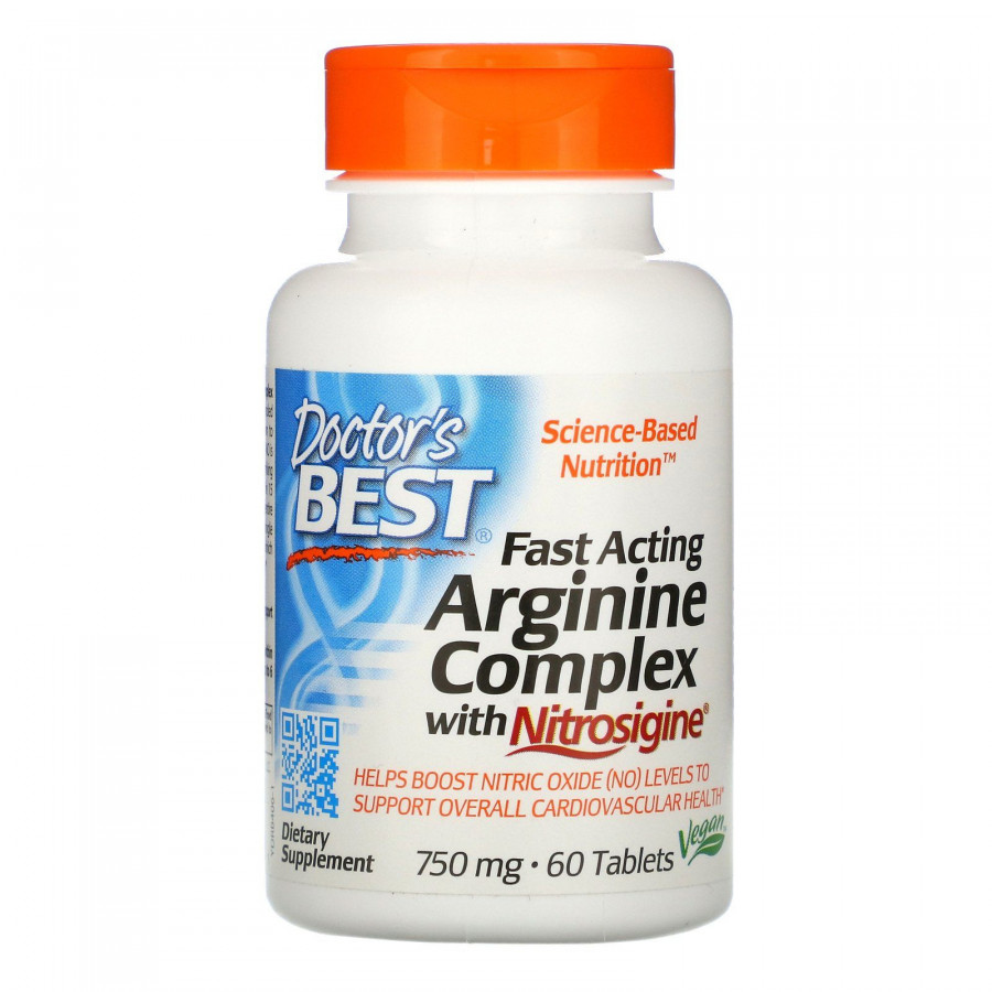 Аргинин с нитросигином Doctor's Best (Fast Acting Arginine Complex with Nitrosigine) 750 мг 60 таблеток